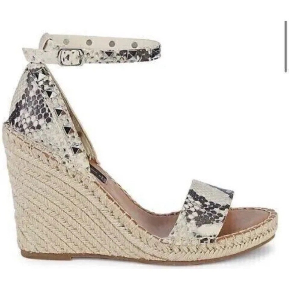 Steve Madden McKenna neutral snakeskin Wedge Espadrilles sandals